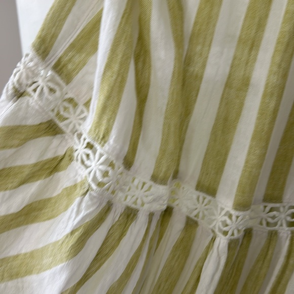 Cynthia Rowley Green Striped Dress/Beach Cover w Convertible Tassel Ties - Picture 7 of 12